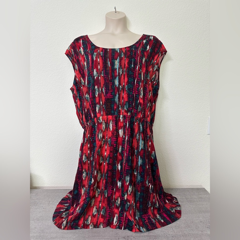 Women’s Plus LYS Red Patterned Dress 2X